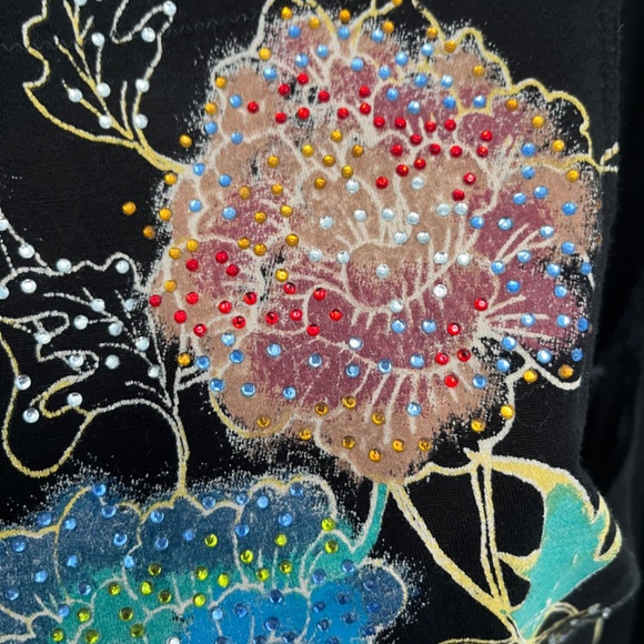 GUESS floral sleeveless open front/Hi low Draped Cardigan Vest black M Y2K - Picture 5 of 12